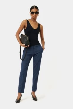 Jigsaw Blue Portofino Check Trousers -Fashion Women M91 391s3