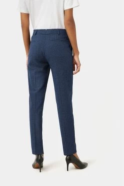 Jigsaw Blue Portofino Check Trousers -Fashion Women M91 391s4