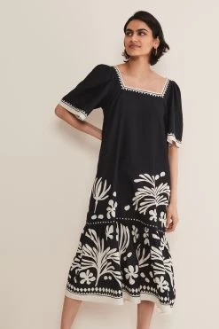 Phase Eight Multi Estelle Paisley Tie Waist Black Dress -Fashion Women M92 145s3