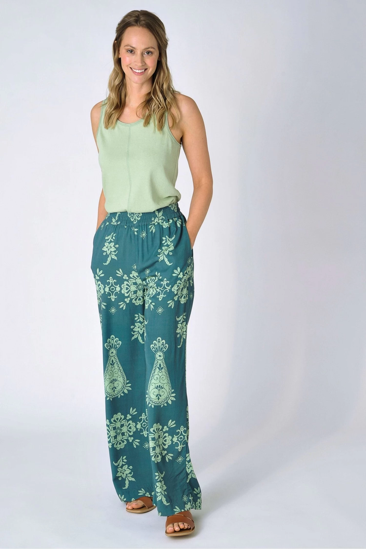 Burgs Green Malmsmead Printed Wide Leg Trousers 3 Burgs Green Malmsmead Printed Wide Leg Trousers