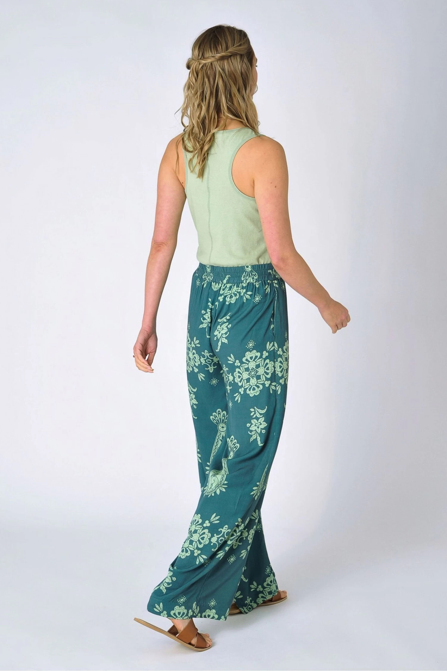 Burgs Green Malmsmead Printed Wide Leg Trousers 4 Burgs Green Malmsmead Printed Wide Leg Trousers - Image 2