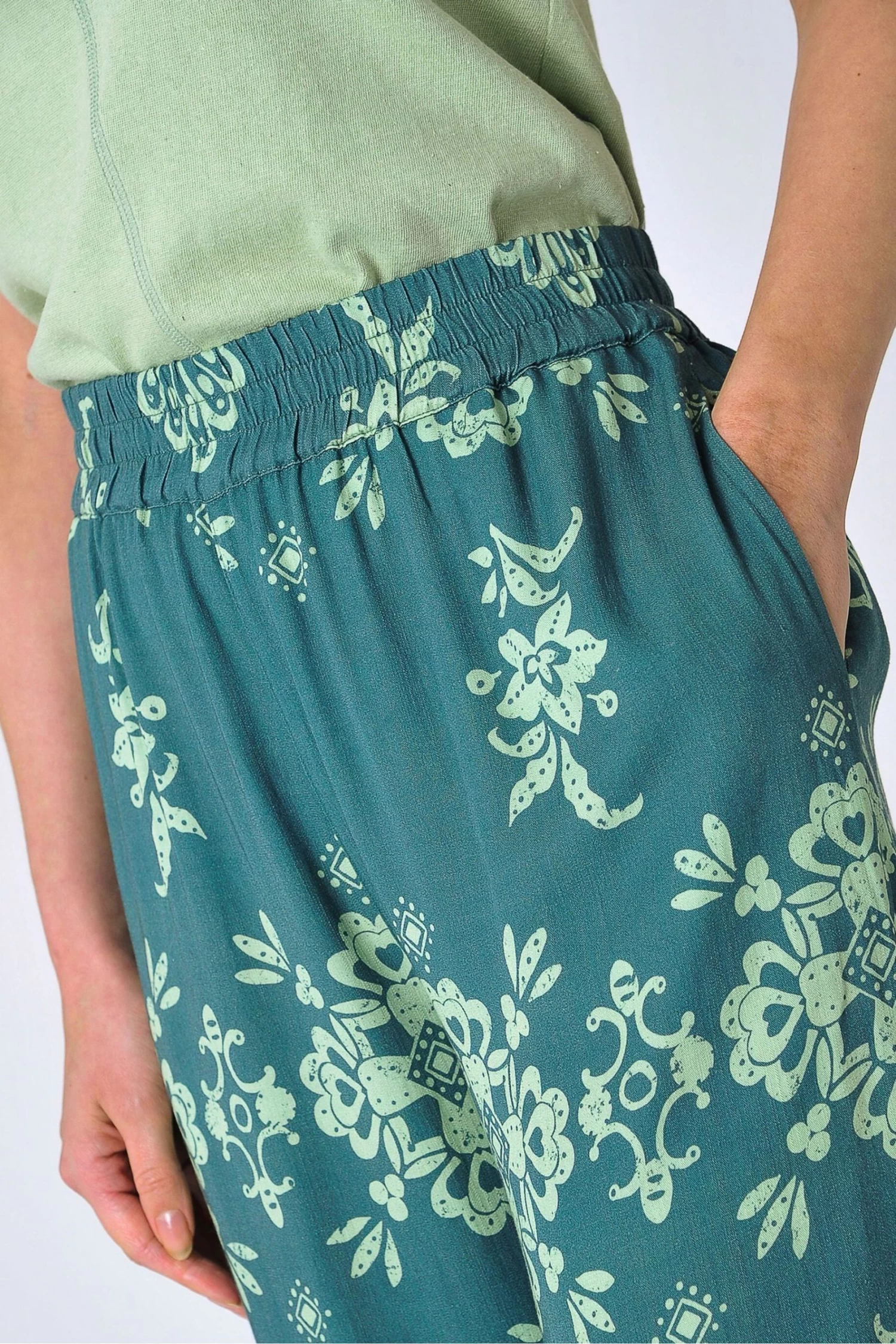 Burgs Green Malmsmead Printed Wide Leg Trousers 6 Burgs Green Malmsmead Printed Wide Leg Trousers - Image 4