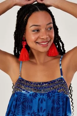 Monsoon Blue Tile Batik Print Cami Midi Dress -Fashion Women N05031s3