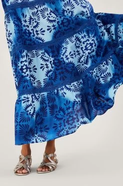 Monsoon Blue Tile Batik Print Cami Midi Dress -Fashion Women N05031s4