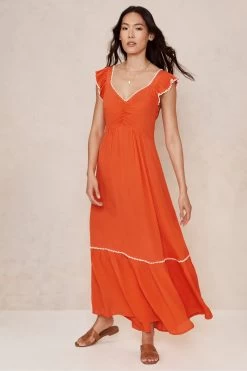 Mint Velvet Mint Velvet Orange Crochet Maxi Dress