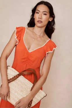 Mint Velvet Mint Velvet Orange Crochet Maxi Dress -Fashion Women N41935s4