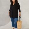 Live Unlimited Curve Pleat Front Jersey Black Tunic -Fashion Women N45186s