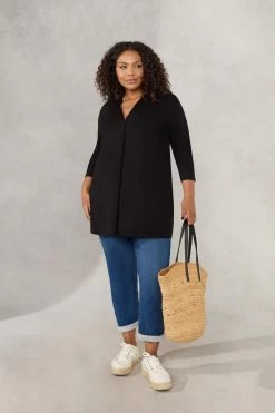 Live Unlimited Curve Pleat Front Jersey Black Tunic