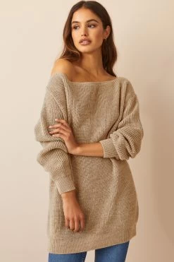 Friends Like These Long Line Slash Neck Jumper
