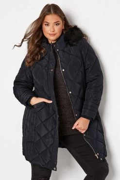 Yours Curve Diamond Midi Padded Coat
