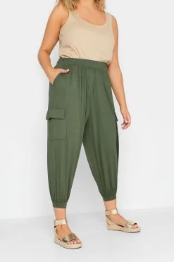 Yours Curve Jersey Cropped Cargo Harem