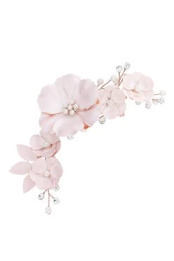 Jon Richard Rose Gold Plated Mabel Pink Flower And Pearl Clip - Gift Pouch