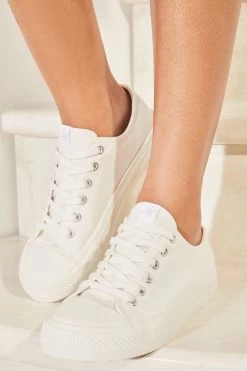 Lipsy Low Top Lace Up Canvas Trainer -Fashion Women P69 772s2
