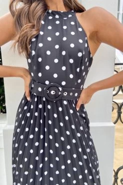 Style Cheat Halter Pleated Midi Dress -Fashion Women P69981s3