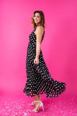 Style Cheat Halter Pleated Midi Dress -Fashion Women P69981s5