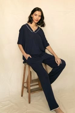 Fable And Eve Solid Colour Modal Knit Long Sleeve Pyjama Set