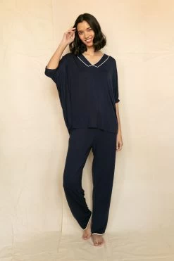 Fable And Eve Solid Colour Modal Knit Long Sleeve Pyjama Set -Fashion Women P71189s3