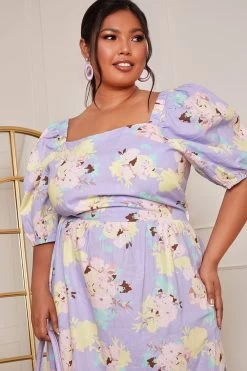Chi Chi London Plus Size Floral Printed Tie Back Maxi Dress -Fashion Women P82325s3