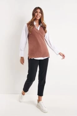 Threadbare V-Neck Knitted Vest -Fashion Women P85208s3