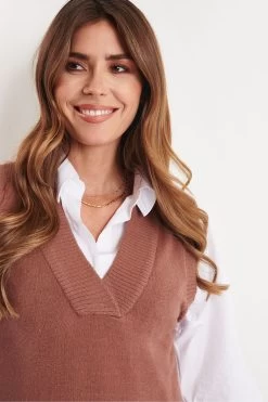 Threadbare V-Neck Knitted Vest -Fashion Women P85208s4