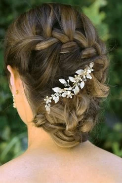 Ivory & Co Crystal Enamelled Flower Sprig Clip -Fashion Women P90006s4