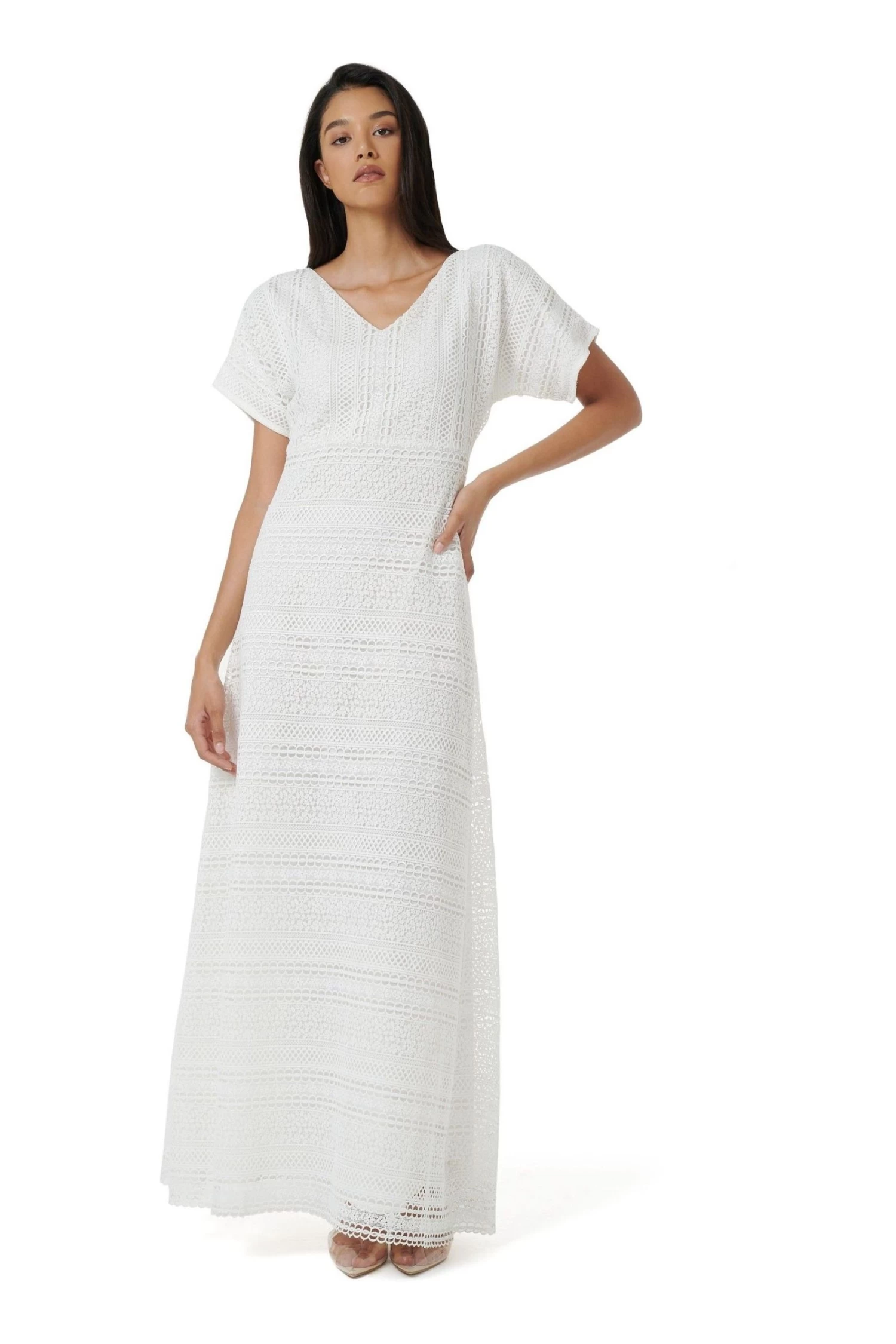 Leem Double V-Neck Empire Lace Dress 3 Leem Double V-Neck Empire Lace Dress