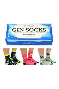Cockney Spaniel Giftbox With 3 Pairs Of Gin Socks