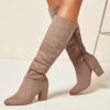 Friends Like These Block Heeled Ruched Long Boots -Fashion Women Q10720s