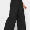 Yours Curve Wide Leg Crepe Cargo Trouser -Fashion Women Q10831s