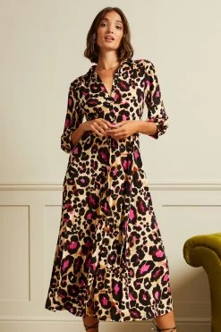 Love & Roses Jersey Pleated Midi Dress