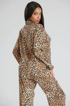 Loungeable Long Sleeve Long Pants Satin Set -Fashion Women Q21723s3