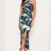 Lipsy Printed Ruched Split Halter Midi Dress -Fashion Women Q31957s