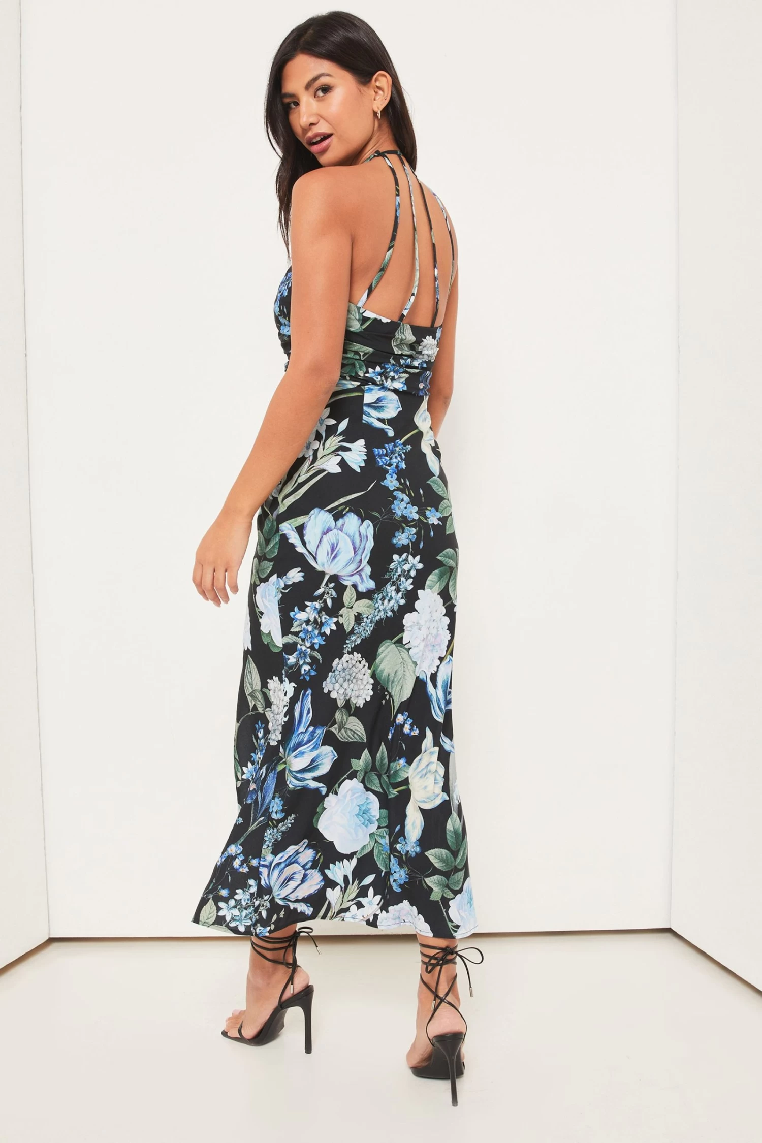 Lipsy Printed Ruched Split Halter Midi Dress 4 Lipsy Printed Ruched Split Halter Midi Dress - Image 2