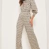 Lipsy Belted Shirt Long Sleeve Wide Leg Jumpsuit -Fashion Women Q32084s