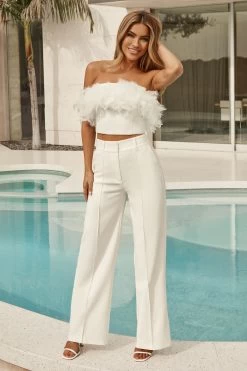 Lipsy Feather Corset Bandeau Top -Fashion Women Q34 877s3