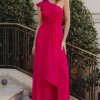 TFNC One Shoulder Flutter Sleeve Maxi Dress -Fashion Women Q35457s