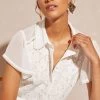 Love & Roses Lace Chiffon Mix Flutter Sleeve Shirt -Fashion Women Q36324s
