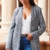 Sosandar Boucle Longline Edge To Edge Jacket -Fashion Women Q38102s