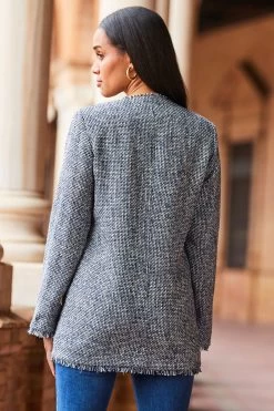 Sosandar Boucle Longline Edge To Edge Jacket -Fashion Women Q38102s3
