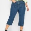 Yours Curve Cropped Wide Leg Jean With Front Pockets -Fashion Women Q39334s