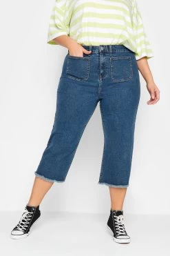 Yours Curve Cropped Wide Leg Jean With Front Pockets
