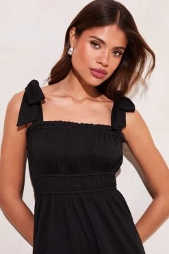 Lipsy Bow Strap Ruched Waist Playsuit -Fashion Women Q39445s4
