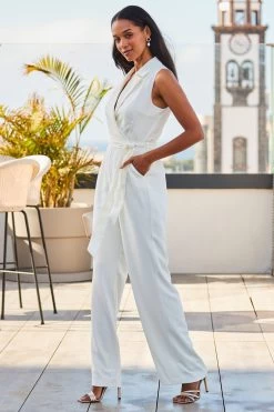 Sosandar Wide Leg Halterneck Tailored Jumpsuit -Fashion Women Q40674s3