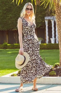 Sosandar Ruched Tie Shoulder Printed Dress