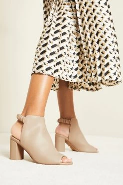 Lipsy Peep Toe Block Heel Faux Leather Bootie -Fashion Women R02 192s4