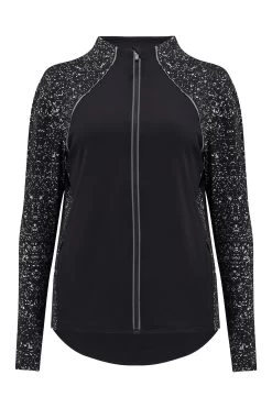 Pour Moi Energy Reflective Long Sleeved Zip Through Running Top -Fashion Women R10357s4