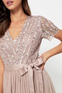 Maya Chevron Sequin Maxi Dress -Fashion Women R43289s3