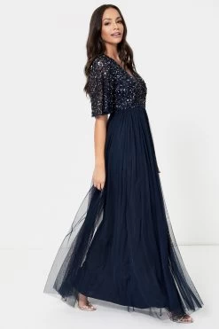 Maya V-Neck Delicate Sequin Maxi Dress -Fashion Women R50276s4