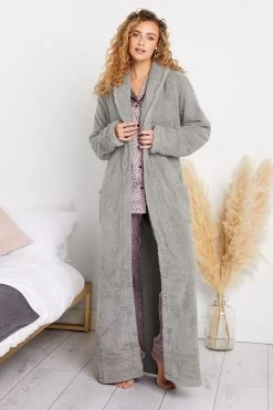 Long Tall Sally Teddy Fleece Shawl Collar Dressing Gown -Fashion Women R55880s3