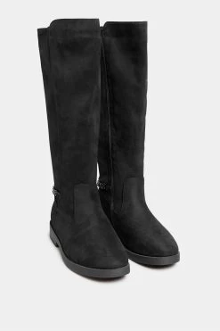 Yours Curve Wide Fit Chain Stretch Knee Micro Boot